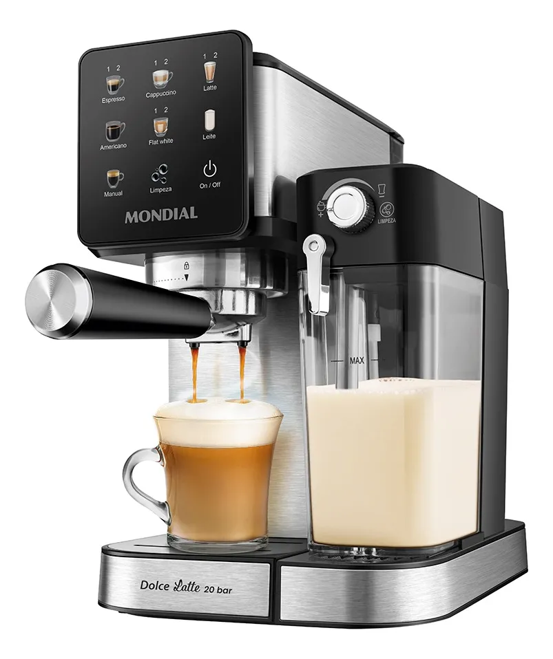 Cafeteira Espresso Automática Mondial Dolce Latte, 20Bar, 127V - 220V, Preto/Inox - CCL-01